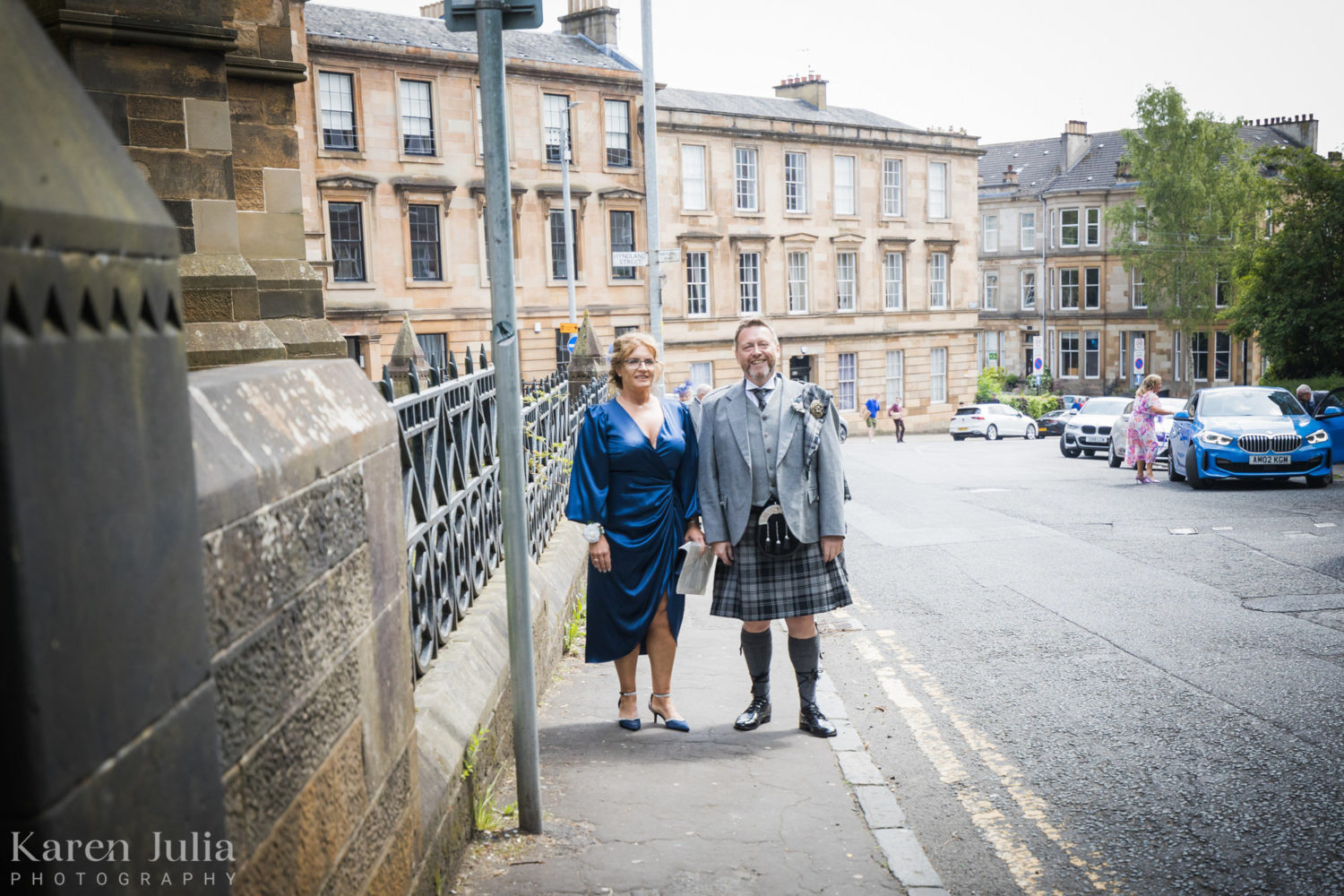 groom arriving outside Cottiers before the wedding ceremony
