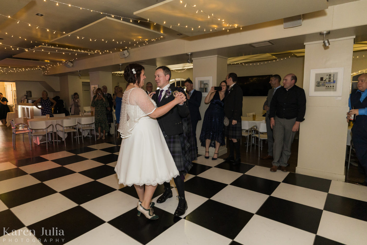 bride and groom during their first dance at House for an Art Lover