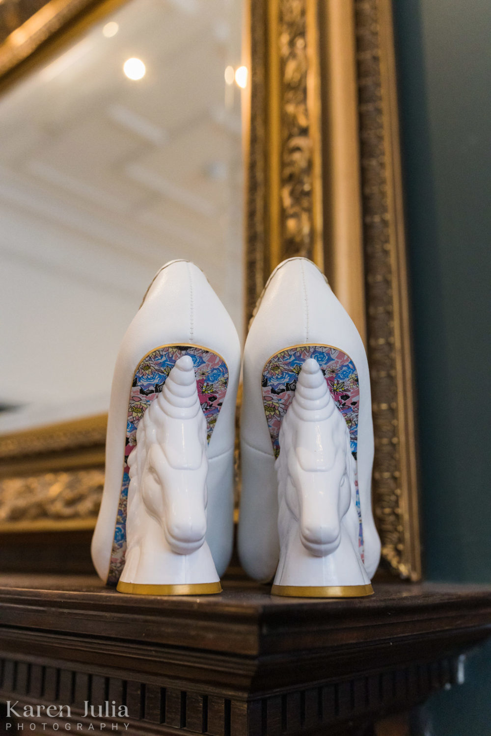 irregular choice white brides shoes with unicorns