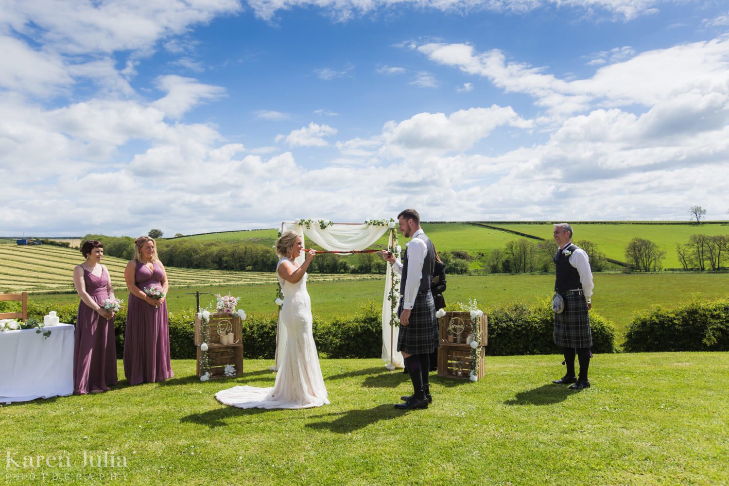 bride and groom tie the knot at Barwheys