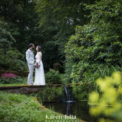 bride and groom portrait during their intimate woodland elopement in Ayrshire