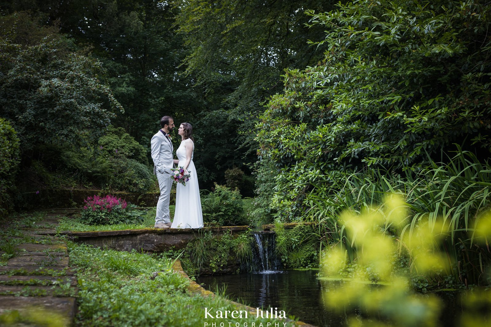 bride and groom portrait during their intimate woodland elopement in Ayrshire