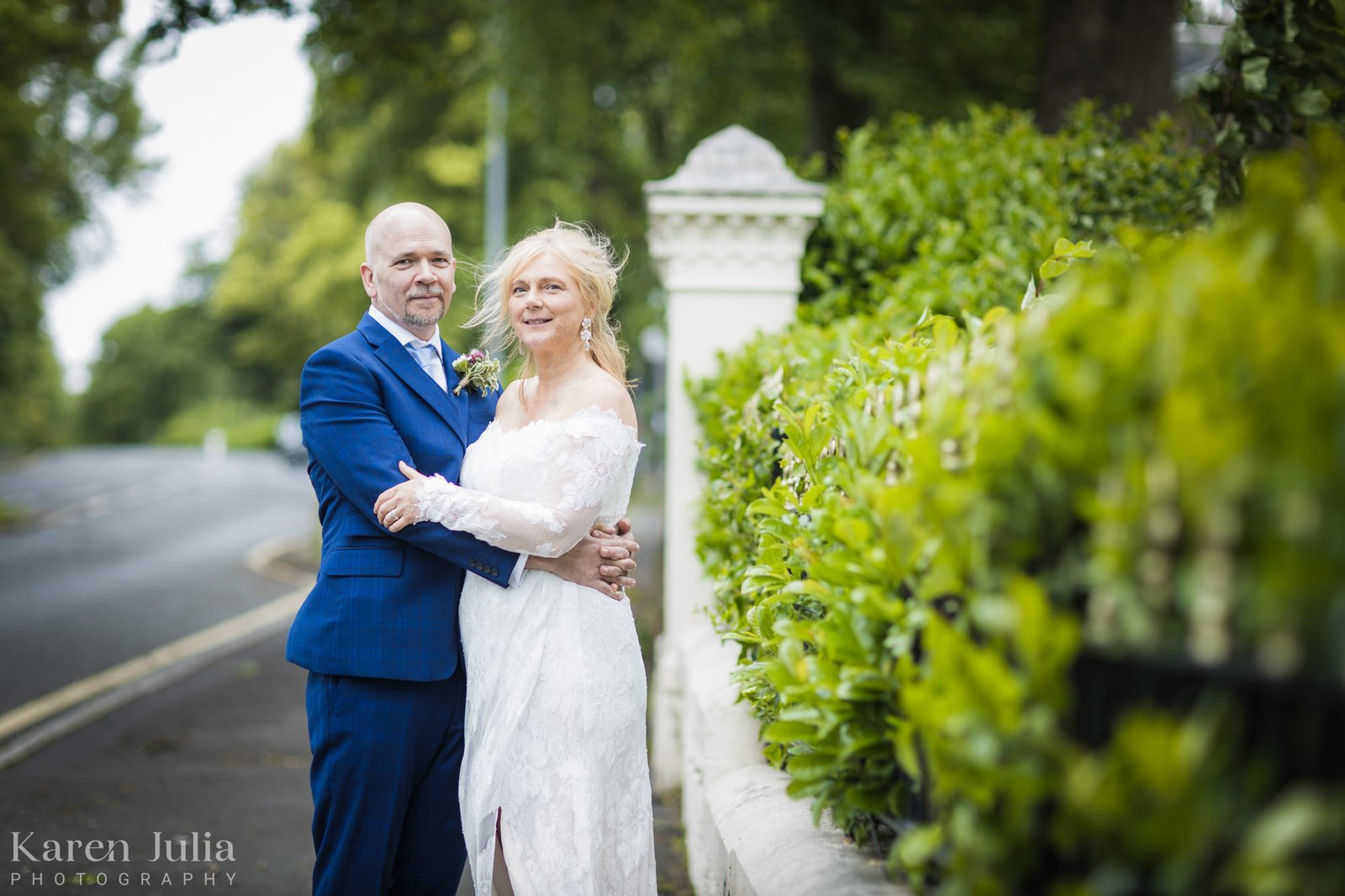 bride and groom portrait outside wedding venue Number 10 Hotel