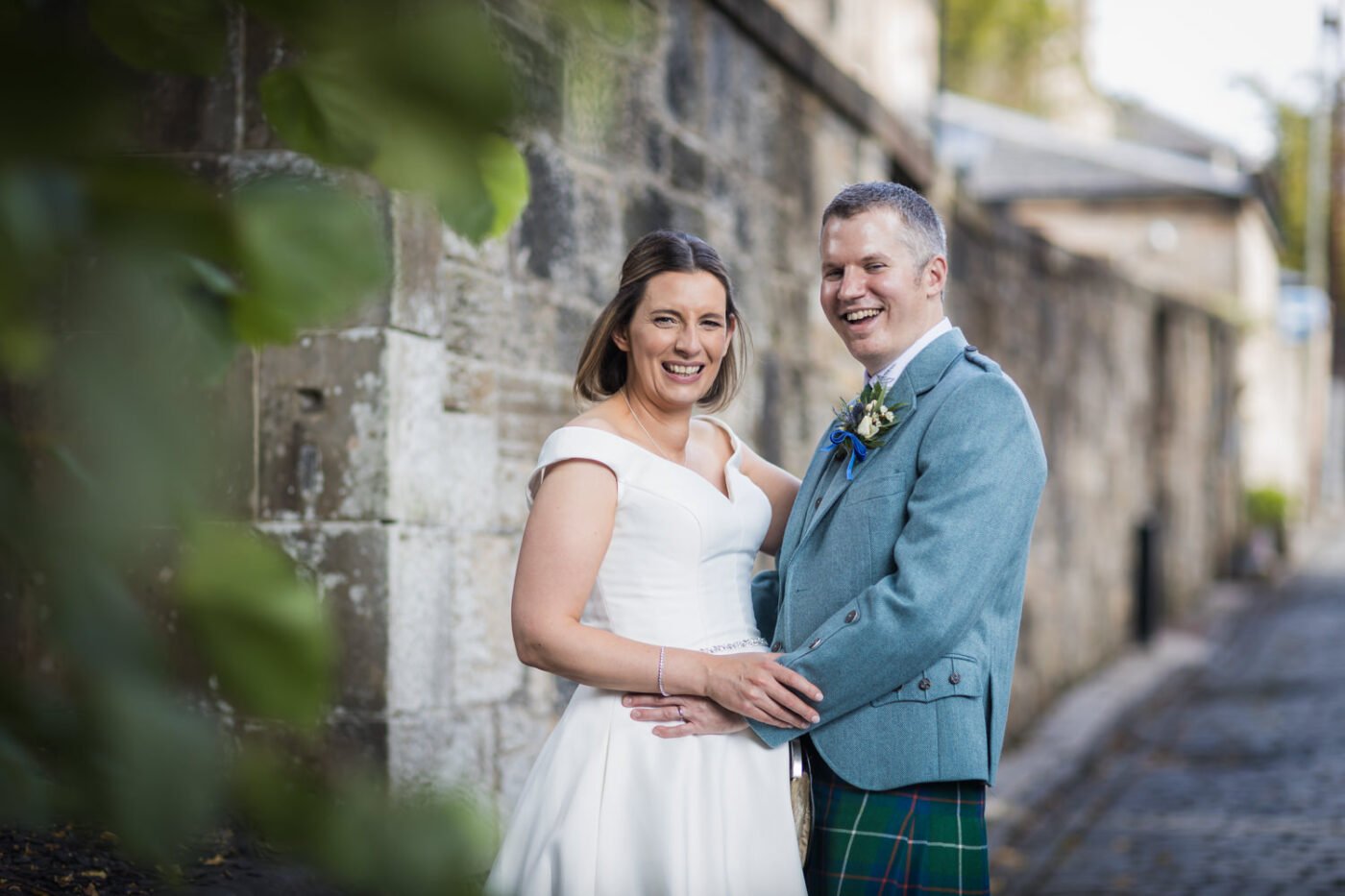 bride and groom portrait in Devonshire Lane